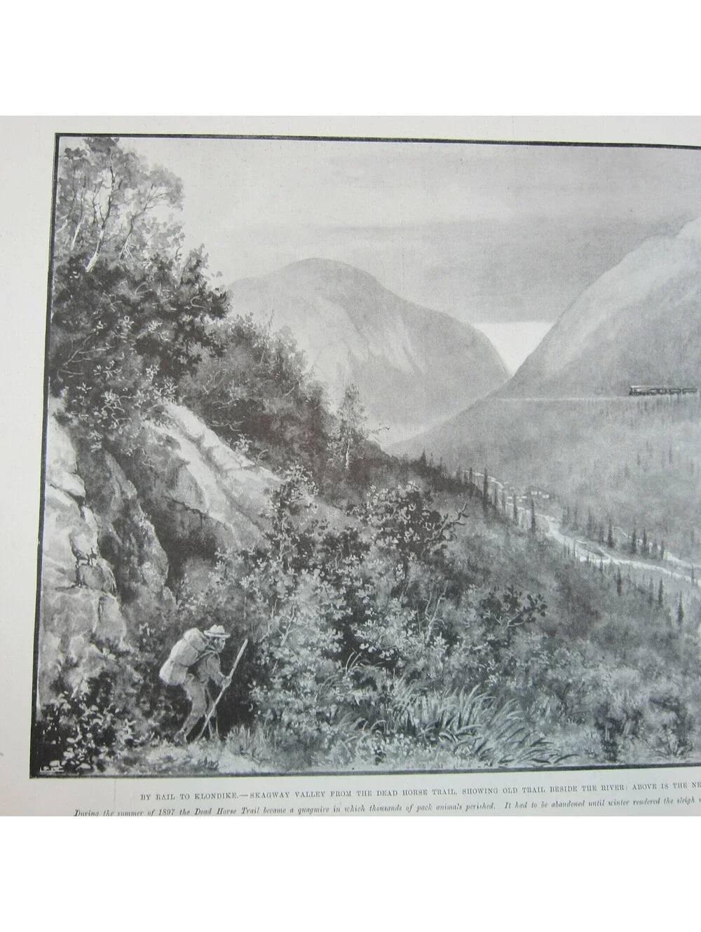 Antique 1899 Print Canada By Rail to Klondike, Skagway, White Pass Yukon Train
